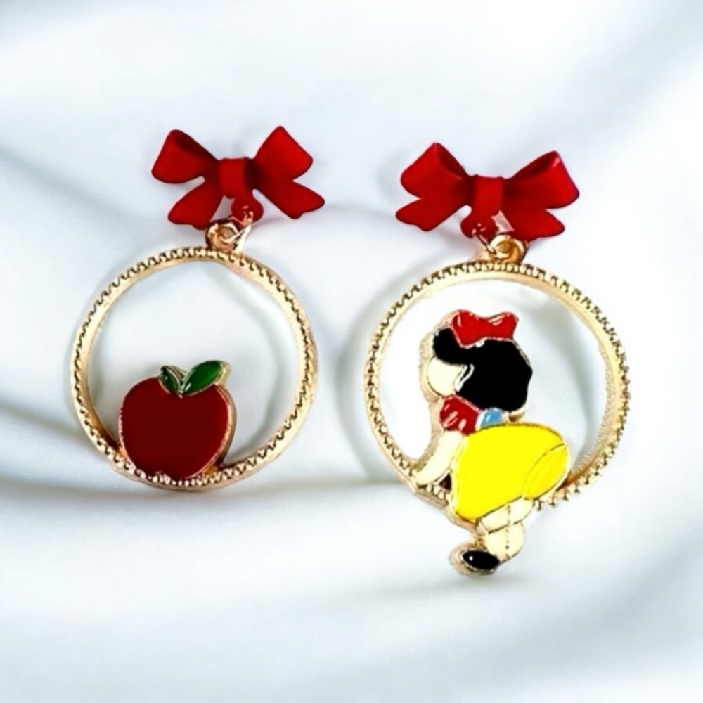 Princess Girl Bowknot Design Gold Plated Dangle Alloy Earrings Cute Cartoon Styl